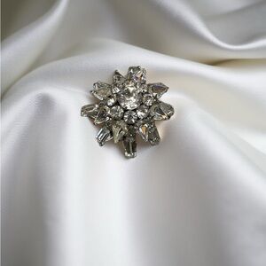 Kramer Elegant Silver Crystal Like Brooch